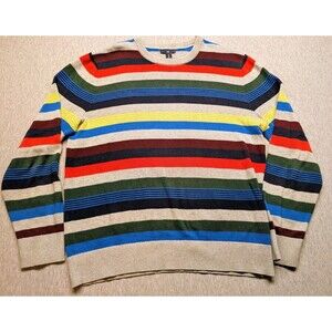 Vintage Gap Striped Multi Color Sweater Cotton Medium Sz Large Pullover
